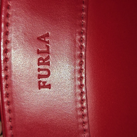 FURLA red leather handbag - Picture 9 of 11